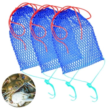 3Pcs Fishing Bait Bags, Crab Bait Cages, Mesh Snare Traps for Crawfish, Shrimp, Lobster, Minnow, Fish, Crab