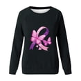 thumbnail image 4 of Rbaofujie Chandails d'Automne pour Femmes Mode Décontractée Imprimé Col Rond Ample Manches Longues T-shirt Hauts Blouse Noir Chandails à Capuche et Chandails pour Femmes, 4 of 4