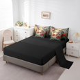 thumbnail image 3 of 7 Pcs Hummingbird Comforter Set,Rustic Garden Poppy Red Flowers Botanical Bedding Set,Artistic Stained Glass Style Patchwork Bed Set(Comforter+Fitted+Flat Sheet+Pillowcases+Pillow Covers),Twin, 3 of 5