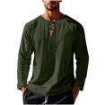 thumbnail image 3 of zbxnLI Mens Linen Shirts Drawstring V Neck Long Sleeve Shirt Lightweight Spring Fall Long Sleeve T-Shirts, 3 of 8