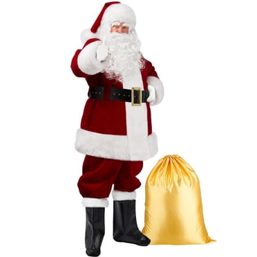 SuBleer Costume de Père Noël pour Hommes / Costume de Père Noël de Luxe pour Hommes / Costume de Père Noël pour Adultes Hommes -9 Pcs / Tenue Classique de Père Noël