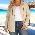 thumbnail image 4 of Wo-Fusoul Blouse for Women, Plus Size Long Sleeve Hooded Top with Button Front and Drawstring, Casual Solid Color Tunic, 4 of 7
