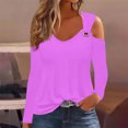 thumbnail image 2 of Yuyuzo Womens Tunic Tops Cold Shoulder Long Sleeve Shirts Loose Solid Color Lightweight Tee Tops, 2 of 5