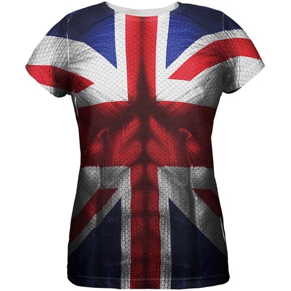 Halloween Union Jack British Flag Superhero Costume All Over Womens T Shirt