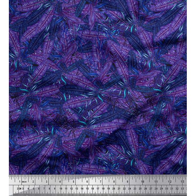 Soimoi Poly Georgette Fabric Palm Leaves Print Fabric by The Yard 42 Inch Wide