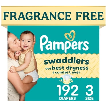 Pampers Swaddlers Diapers, Size S3 (15-34 lbs), 192 Count, Absorbent, Keeps Baby Dry and Comfortable, Pediatrician Recommended Skin Safe Disposable Baby Diaper
