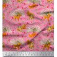 thumbnail image 1 of Soimoi Modal Satin Fabric Tree,Floral & Deer Animal Printed Fabric 1 Yard 42 Inch Wide, 1 of 3