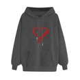 thumbnail image 1 of WZXFASHION Women's Solid Color Long Sleeved Love Printed Hooded Sweater Clearance Sales Today Deals Prime oversized pullover sweater, 1 of 4