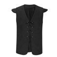 thumbnail image 2 of EGNMCR Débardeurs Homme Homme Rayé Mode Rétro avec Poches à Simple Boutonnage Col en V Débardeurs Hauts Blouse, 2 of 4