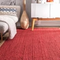thumbnail image 3 of 6 Ft Square Red Jute Area Rug, Hand-Woven, Reversible, Farmhouse Boho Style, Durable & Pet-Friendly Rug for Living Room, Dining Room, and Bedroom, 3 of 5