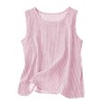 thumbnail image 1 of FAVIPT Débardeurs à Rayures en Coton pour Femmes Printemps Été Décontractés Fluides Chemises Vichy Col Ras du Cou Sans Manches Tunique Confortable Rose,TG, 1 of 8