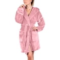 thumbnail image 2 of LSLJS Femmes Doux Couleur Unie Manches Longues Col en V Hiver Ceintures Poches Molleton Faux Velours Tenue de Nuit Robe Chemises de Nuit, Peignoir pour Femmes, 2 of 7