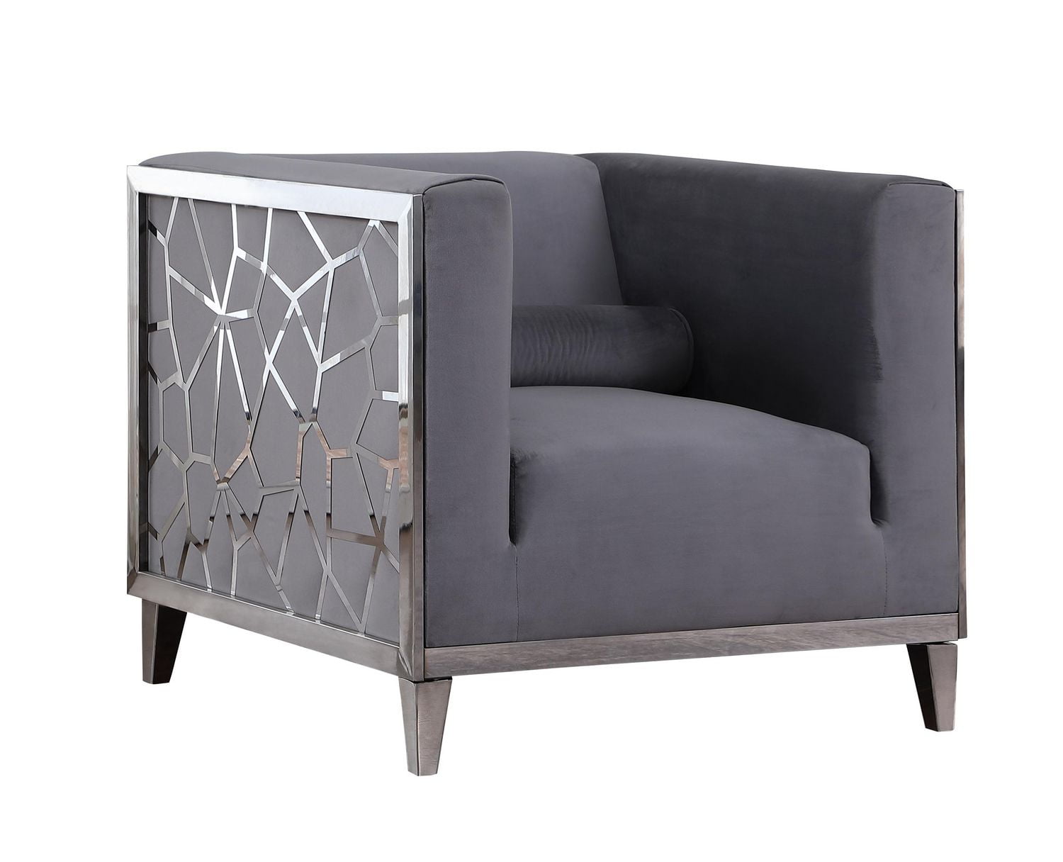K-Living Darlene Chaise en velours gris pelucheux
