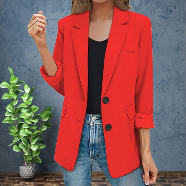 Clearance Sale! Cardigan for Women Women's Cardigans Womens Casual Jacket Pockets Long Sleeve Front Button Work Lapel Button Jacket Rd1 3Xl