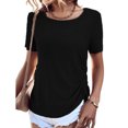 thumbnail image 2 of EQWLJWE Hauts d'Été pour Femmes Hauts pour Femmes Liquidation Mode pour Femmes Confortable Décontracté Col Rond Manches Courtes Haut Blouse, 2 of 6