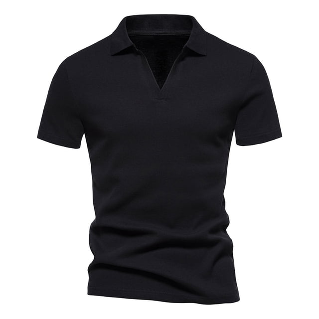 Birdeem Mode Hommes Décontracté Slim Col Rabattu Couleur Unie Manches Courtes T-Shirt Hauts Blouse
