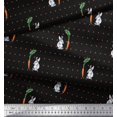 thumbnail image 3 of Soimoi Satin Silk Fabric Carrot & Rabbit Dots Print Fabric by the Yard 42 Inch Wide, 3 of 5