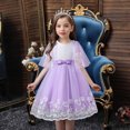 thumbnail image 2 of Penkiiy Robe Sans Manches Brodée en Maille pour Filles, Robe de Princesse, Robe d'Été Violette pour Enfants 9-10 Ans, 2 of 9