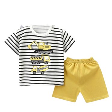 Birdeem Short Sleeve Round-Neck Blouses & Shirts Sets Baby Summer Cute Printed Round Neck Short Sleeve Shorts Set