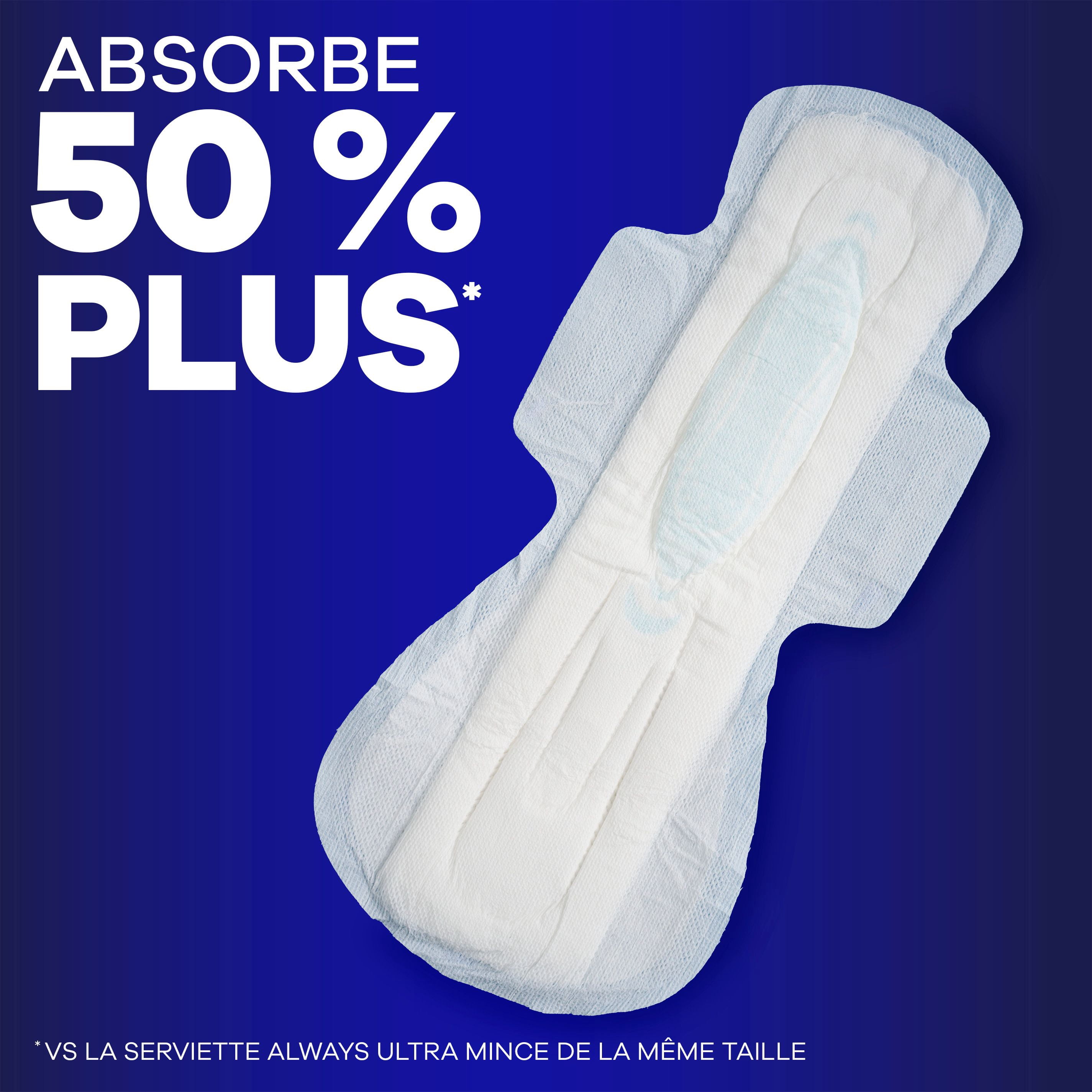 Always Maxi Serviettes Hygiéniques de Nuit avec Ailes pour Femmes, Taille 5, Absorption de Nuit Très Abondante, Non Parfumées