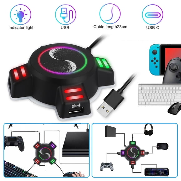 Keyboard and Mouse Adapter Fit for Nintendo Switch, Portable Durable Mouse Keyboard Controller Converter Compatible for Switch/Switch OLED/PS4/PS4 Pro/PS4 Slim/PS3/Xbox One