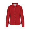 thumbnail image 5 of Besolor Button Down Shirts for Women Solid Color Long Sleeve Colared Tops Loose Office Blouses for Casual Work, 5 of 5