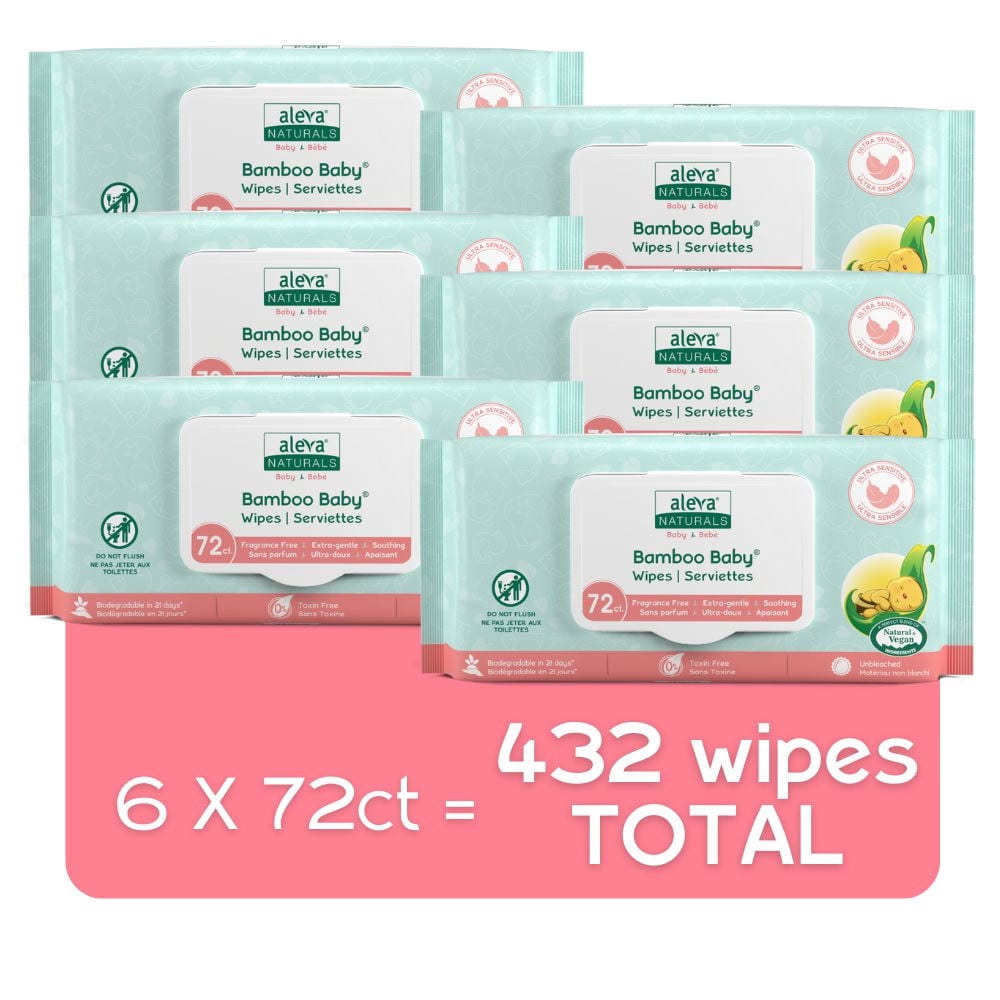 Aleva Naturals Bamboo Baby Sensitive Wipes Economy pack - 432ct