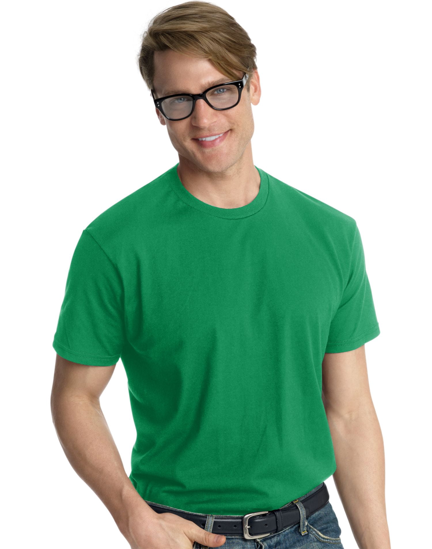 Hanes Nano-T Men`s T-shirt, S, Kelly Green