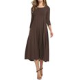 thumbnail image 2 of Nlife Robe Midi Évasée à Manches 3/4 et Col Rond pour Femmes, 2 of 4