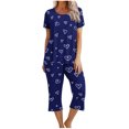 thumbnail image 1 of Offre à Durée Limitée Iumwxz Pyjamas Doux Tendance Ensembles Assortis Tenues de Voyage pour Femmes Col Ras du Cou à Motif de Cœur Manches Courtes Taille Élastique Pantalon Court Tenues pour Femmes Tenue de Rue, 1 of 4
