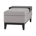 thumbnail image 4 of SIMPLIHOME Oregon 42 inch Wide Transitional Rectangle Lift Top Storage Ottoman Bench with Removable Tray, Upholstered Cloud Grey Tufted Linen Look Fabric, Footrest Stool, Coffee Table for Living Room, 4 of 9