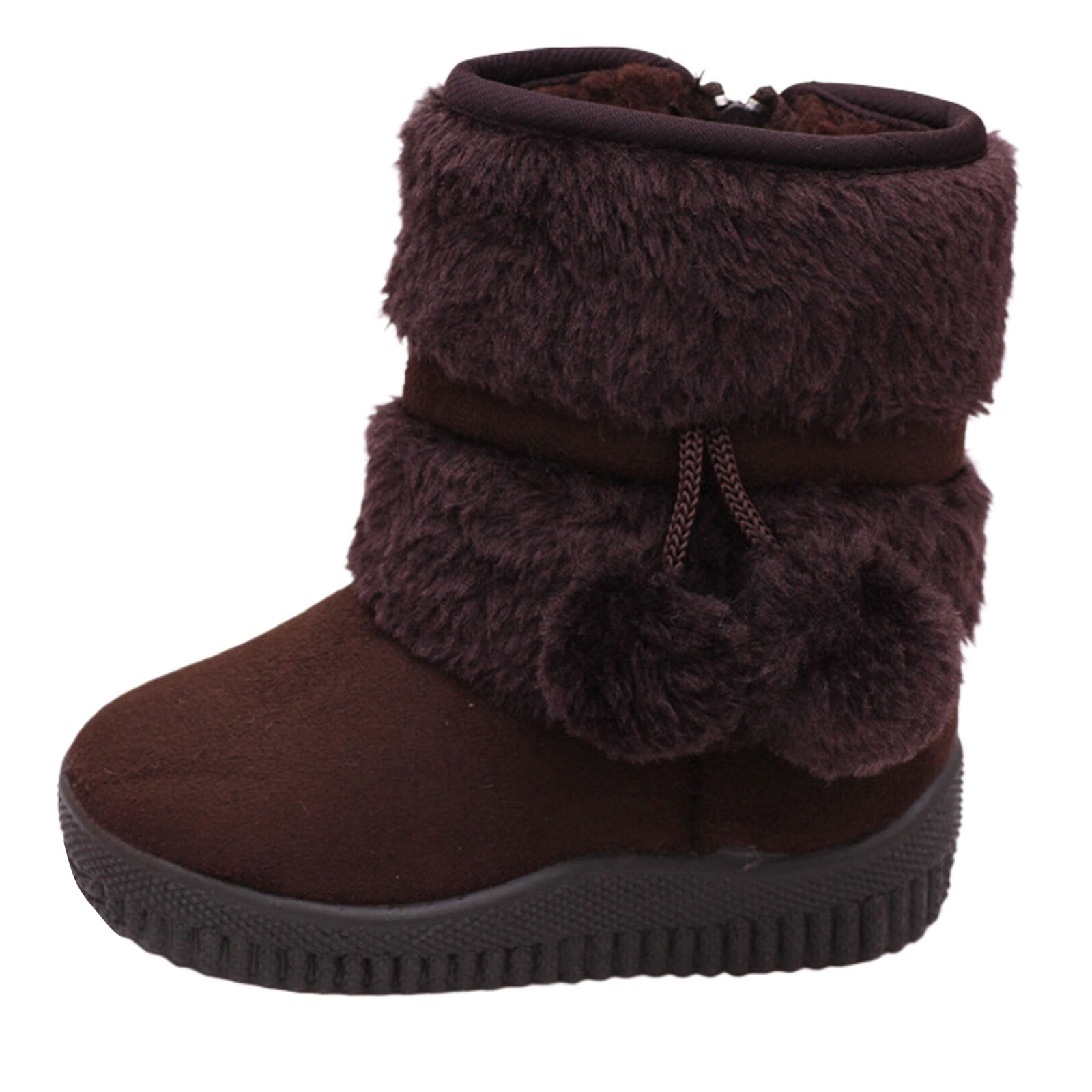 Girls' Autumn and Winter Snow Boots Thick Soles Non Warm Comfortable Solid Color Zipper Shoes