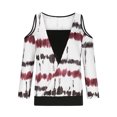 thumbnail image 4 of RXIRUCGD T-shirt à Manches Longues Décontracté à Rayures Imprimées pour Femmes, Col en V, Rouge, Taille : m, 4 of 6