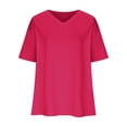 thumbnail image 4 of Plebaso T-Shirts Surdimensionnés pour Femmes à Col en V à Manches Mi-Longues T-Shirts Décontractés Unis Confort Hauts Amples pour Femmes, 4 of 5