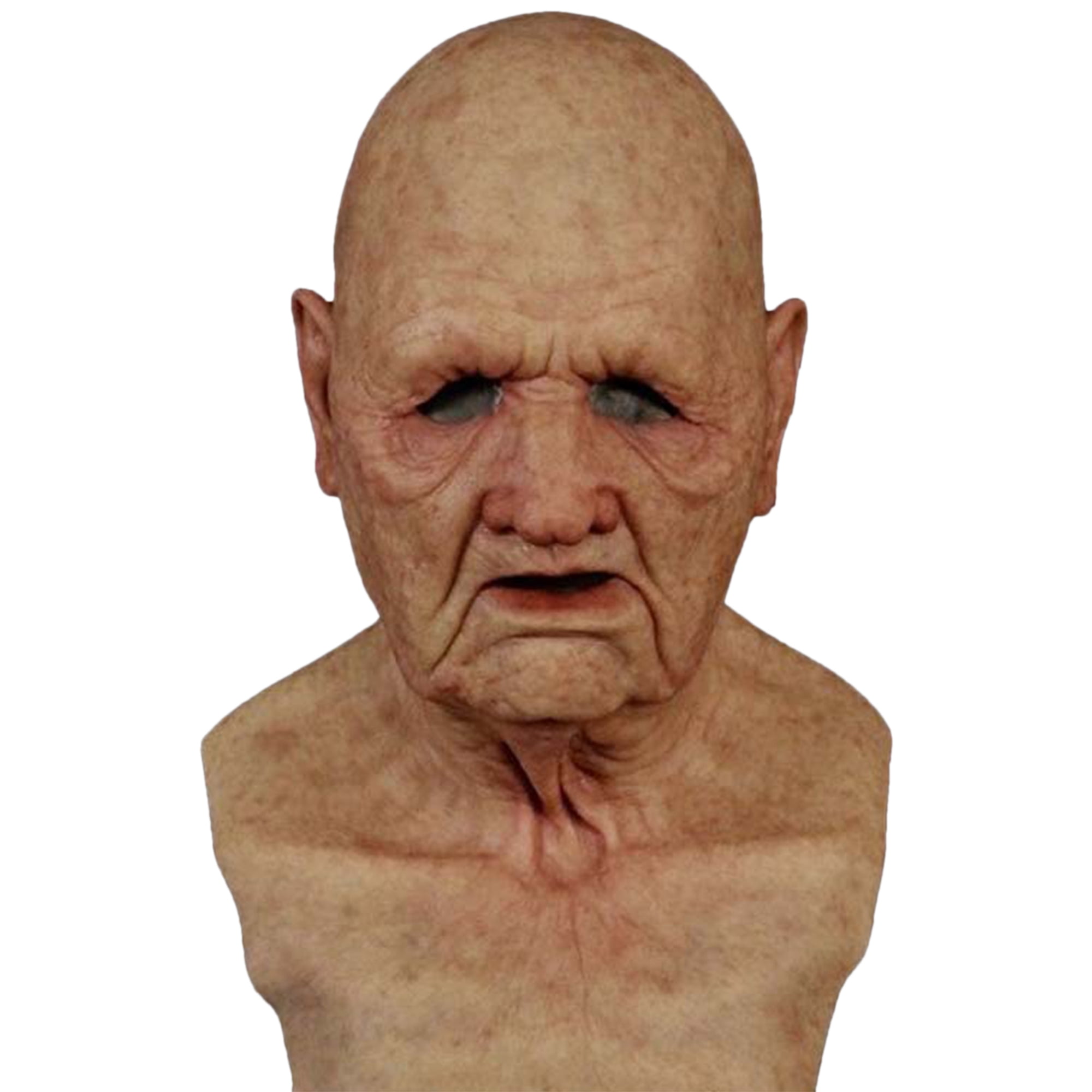 Gupgi Old Man Woman Mask, Realistic Halloween Human Wrinkle Face Mask