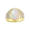 thumbnail image 1 of RYLOS Men's Rings 14K Yellow Gold Nugget Ring with Cabochon Gemstone & Diamonds Opal Rings For Men Size 11, 1 of 7