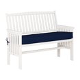 thumbnail image 4 of CorLiving Miramar Hardwood Outdoor Bench with Seat Cushion, High Slatted Back and Armrests, White/Blue, 4 of 9