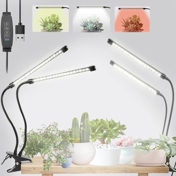 Clip On Grow Light for Indoor Plants Full Spectrum Led Plant Grow Lights with Auto-Timer Plant Growing Lamp for Seed Starting Houseplants Bonsai Pot Plant Lamp( )