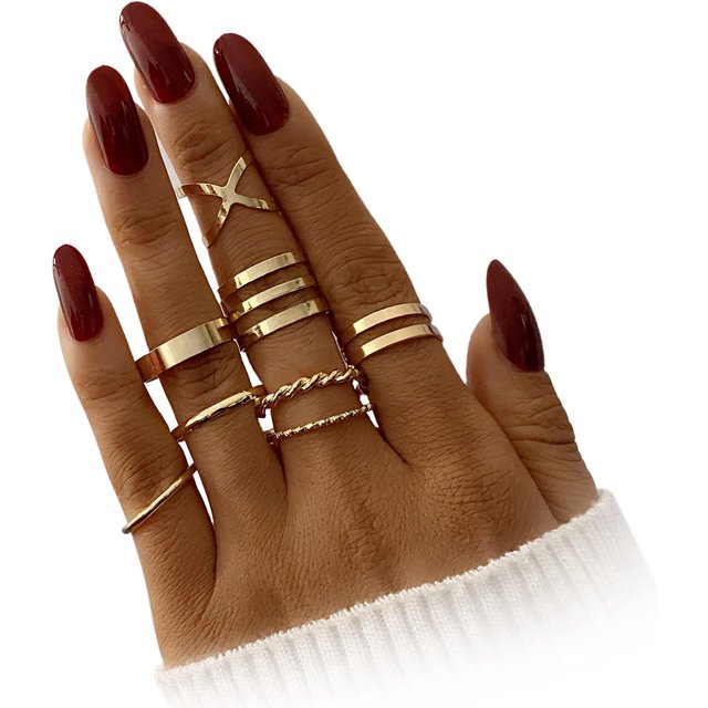 ORUYROP 3-10 Pcs Knuckle Rings Set Stainless Steel Ring Simple Smooth Finger Stackable Rings Set for Women Plain Band Rings