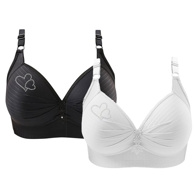 Bras for Women, 2PCS Womans Printing Gathered Together Large Size Daily Bra Underwear No Rims