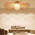 thumbnail image 2 of Semi Flush Mount Bamboo Woven Ceiling Light Fixture Lampshade Farmhouse Creative 65cm, 2 of 8