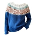 thumbnail image 4 of Chandail Rétro à Imprimé Île en Tricot pour Femme Grande Taille, Décontracté, Ample, Col Rond, Manches Longues, Léger, Court, 4 of 4