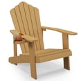 thumbnail image 1 of Gymax Chaise Adirondack d'Extérieur Résistante aux Intempéries à Lattes pour Patio avec Porte-Gobelet en Teck d'Indonésie, 1 of 8