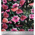 thumbnail image 2 of Soimoi Moss Georgette Fabric Leaves & Rose Flower Print Fabric by the Yard 42 Inch Wide, 2 of 3