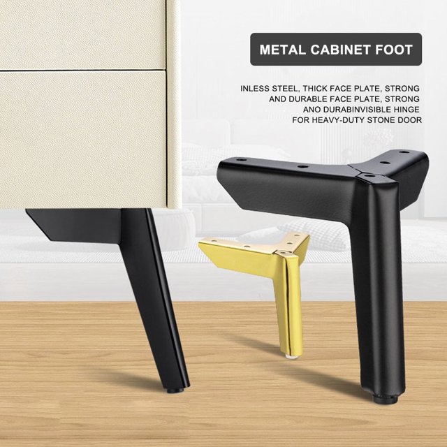 pitrice 4 Pieces Household Sofa Couch Coffee Table Steel Leg Tea Tables Hardware Bathroom Modern Triangular Legs Furniture Accessories Hardware Gold 15cm