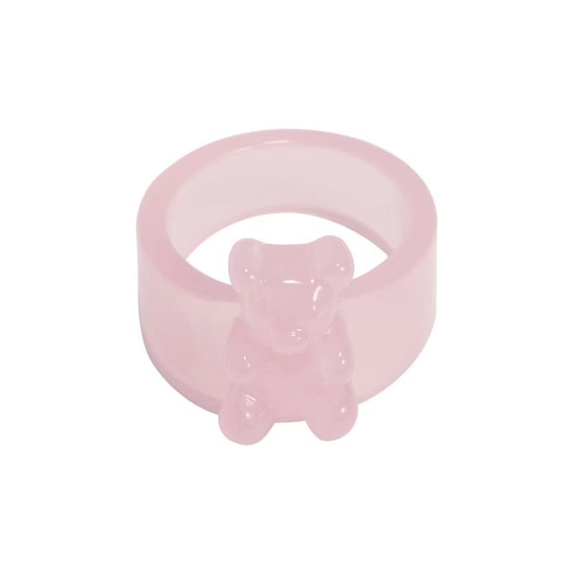 LYMAYTER Candy Color Ring Little Bear Ring - Korean INS Style, Acrylic