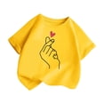 thumbnail image 3 of PMVFHDE Hauts Tube pour Filles T-Shirt à Manches Courtes pour Fille T-Shirt pour Fille T-Shirt Mignon pour Filles Hauts pour Fille Enfant T-Shirt Graphique Mignon à Col Rond à Manches Courtes T-Shirt d'Été Décontracté Jaune, 11-12 Ans, 3 of 5