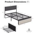 thumbnail image 1 of Lit Plateforme Moderne et Simple avec Tête et Pied de Lit Rembourrés en Lin, Cadre de Lit à Lattes en Acier Robuste Format Double Base de Matelas/espace Suffisant pour le Rangement/aucun Sommier Requis, 1 of 9