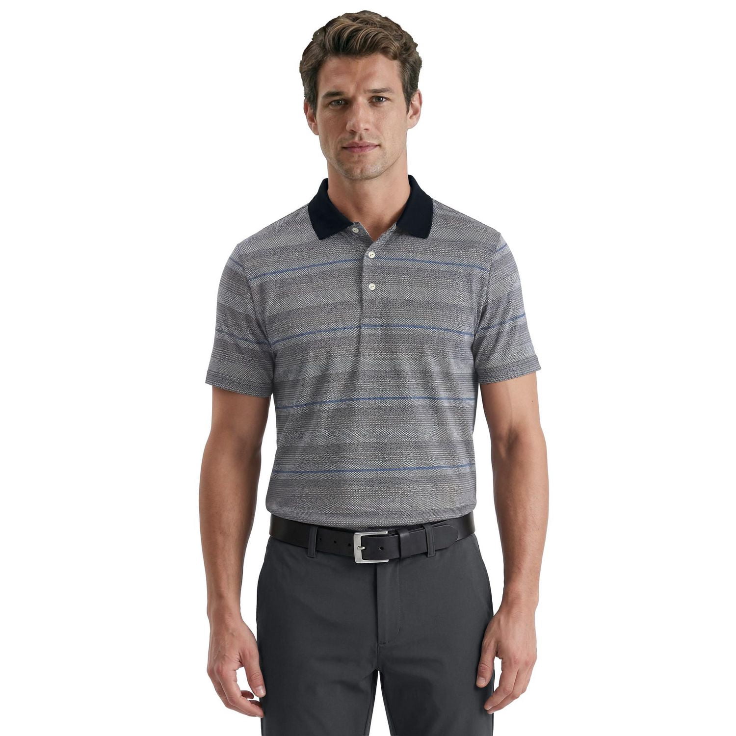 Ben Hogan Performance Men's Stacked Birdseye Jacquard Short Sleeve Golf Polo Shirt