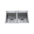 thumbnail image 1 of Dual Mount Double Bowl Kitchen Stainless Steel Sink 3 Hole with Strainer, 1 of 1